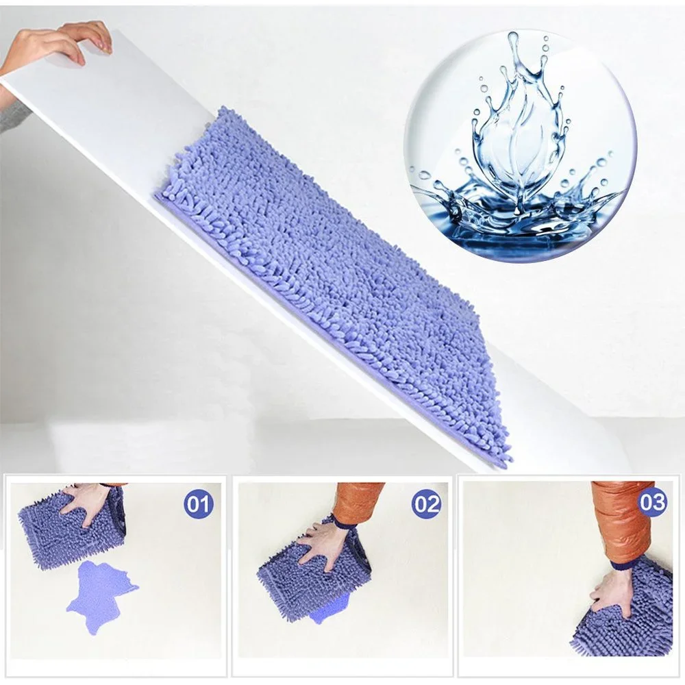 2PCS Microfiber Non Slip Bathroom Shower Rugs Carpet, Blue+Purple